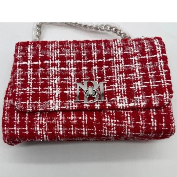 NWT Badgley Mischka Red Tweed Chain Crossbody – Holiday Glam Perfection - Picture 1 of 12